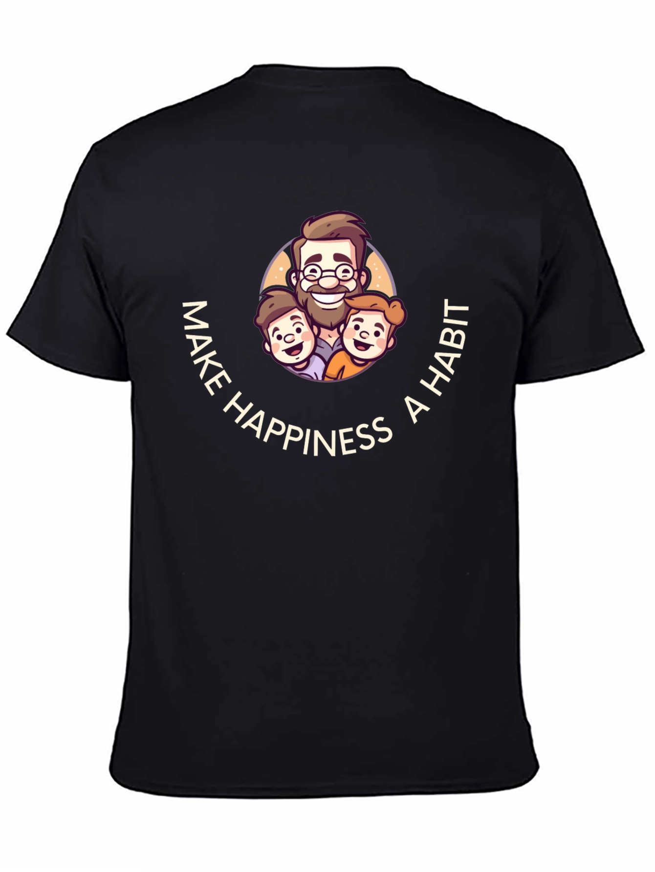 Make Happiness A Habit Black Graphic T-Shirt