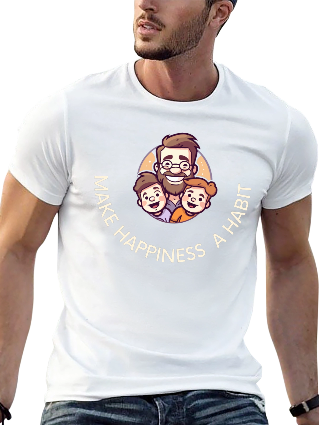 Make Happiness A Habit Black Graphic T-Shirt