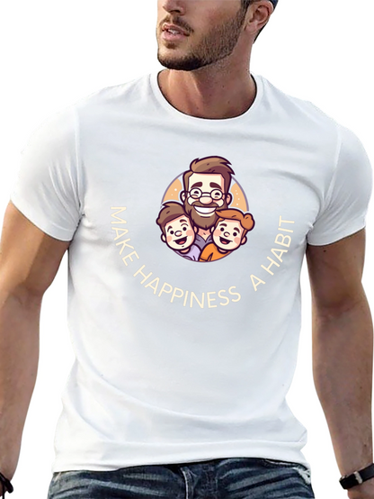 Make Happiness A Habit Black Graphic T-Shirt