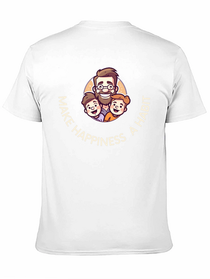 Make Happiness A Habit Black Graphic T-Shirt