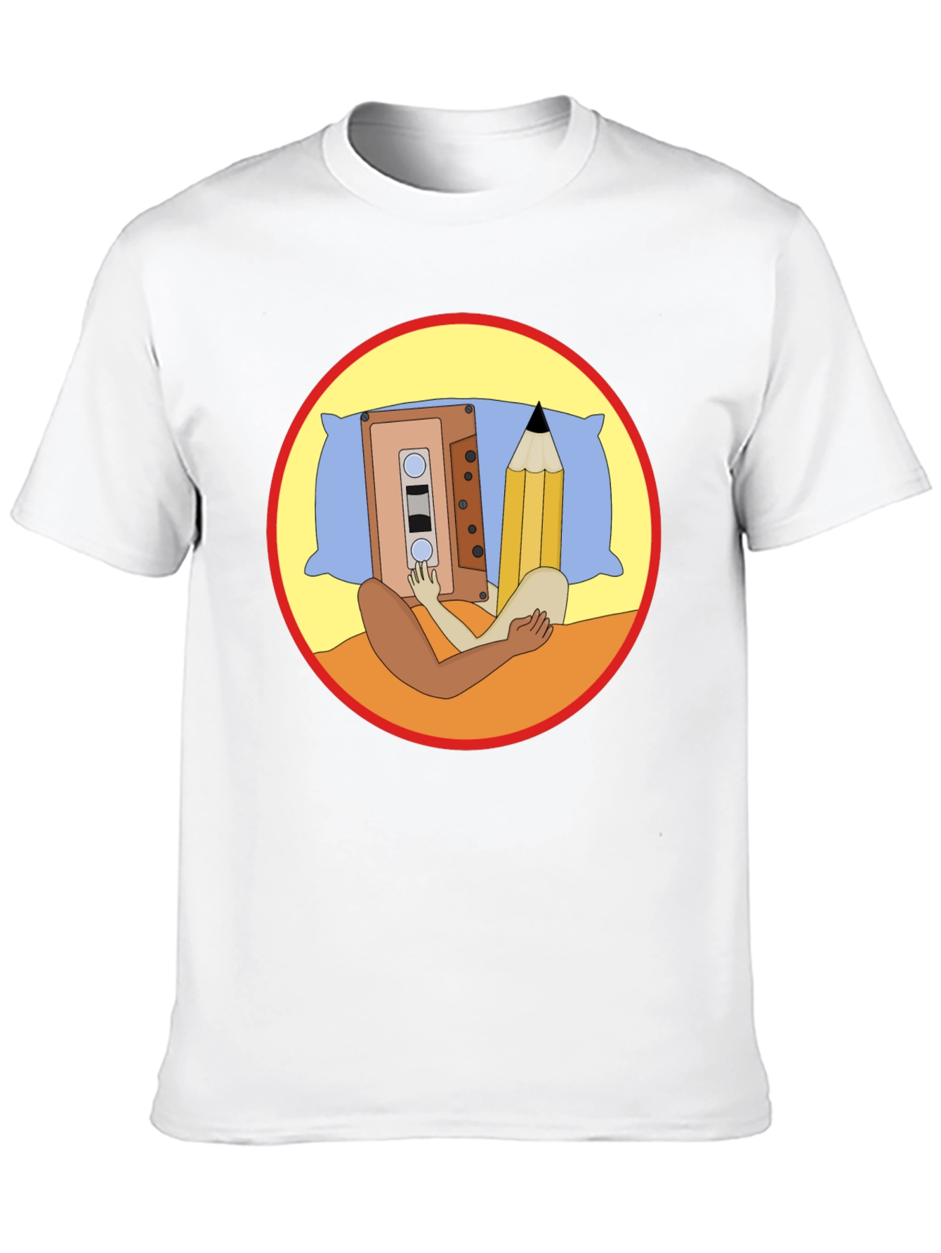 Cassette & Pencil Pillow T-Shirt