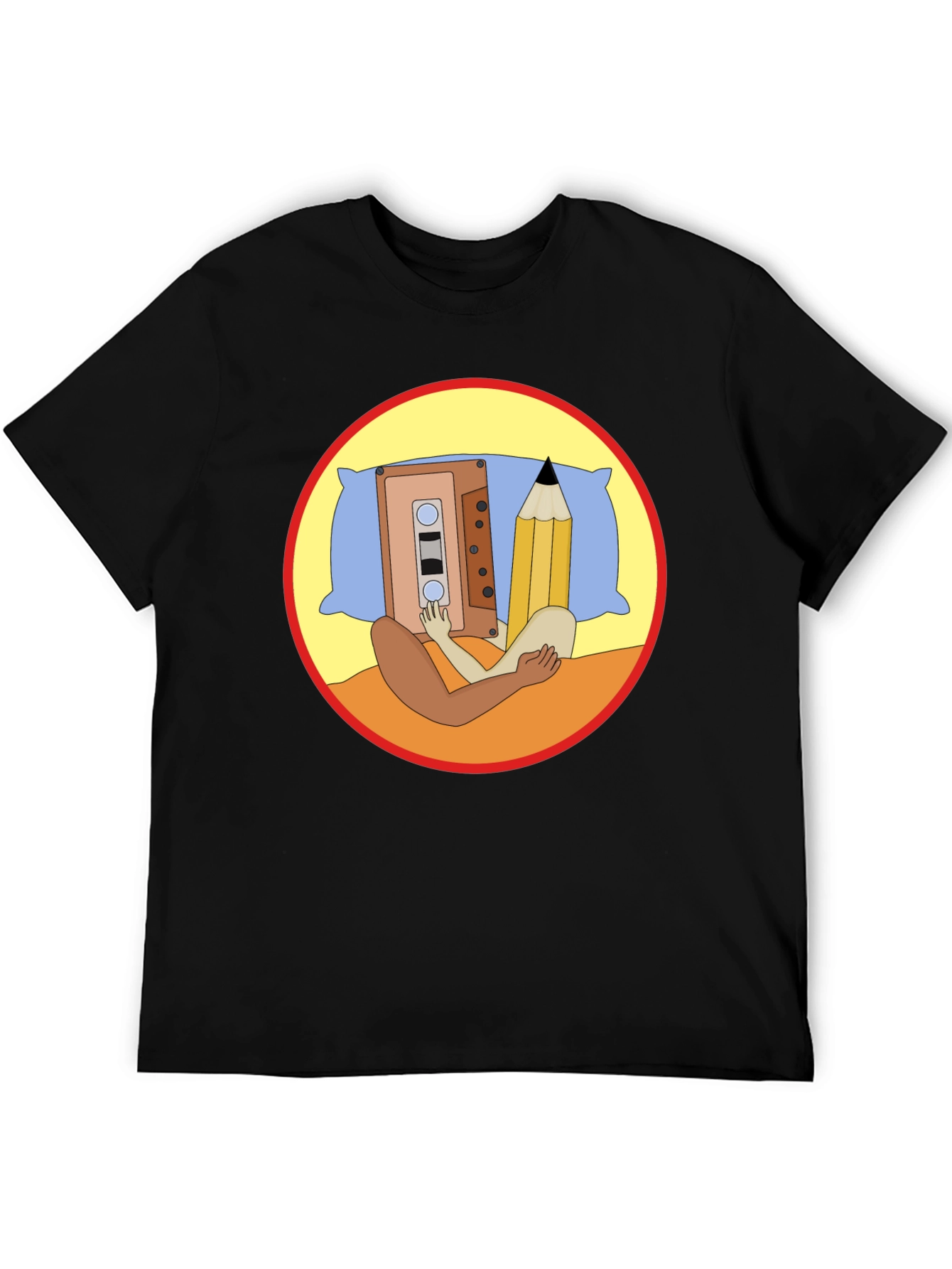 Cassette & Pencil Pillow T-Shirt