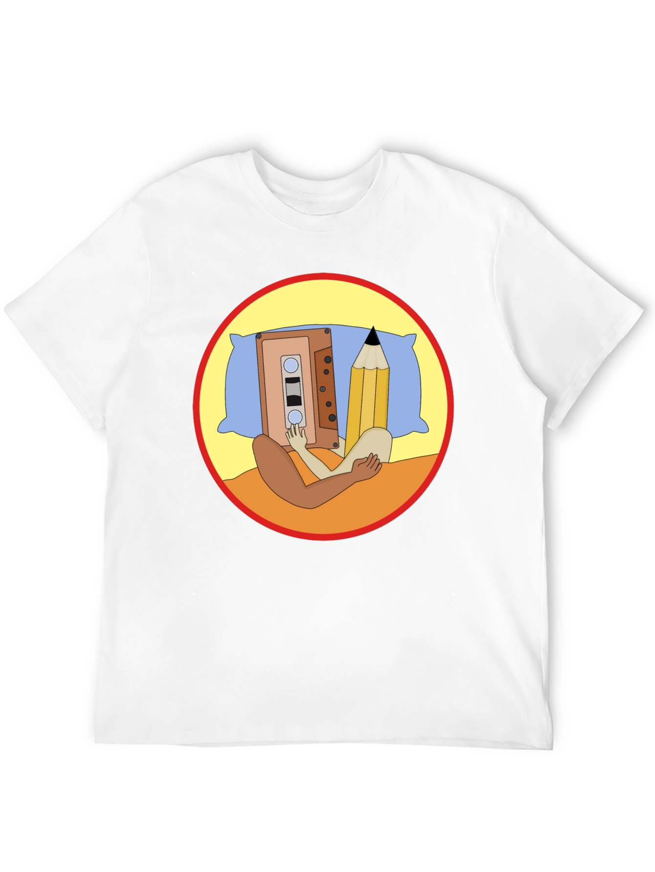 Cassette & Pencil Pillow T-Shirt