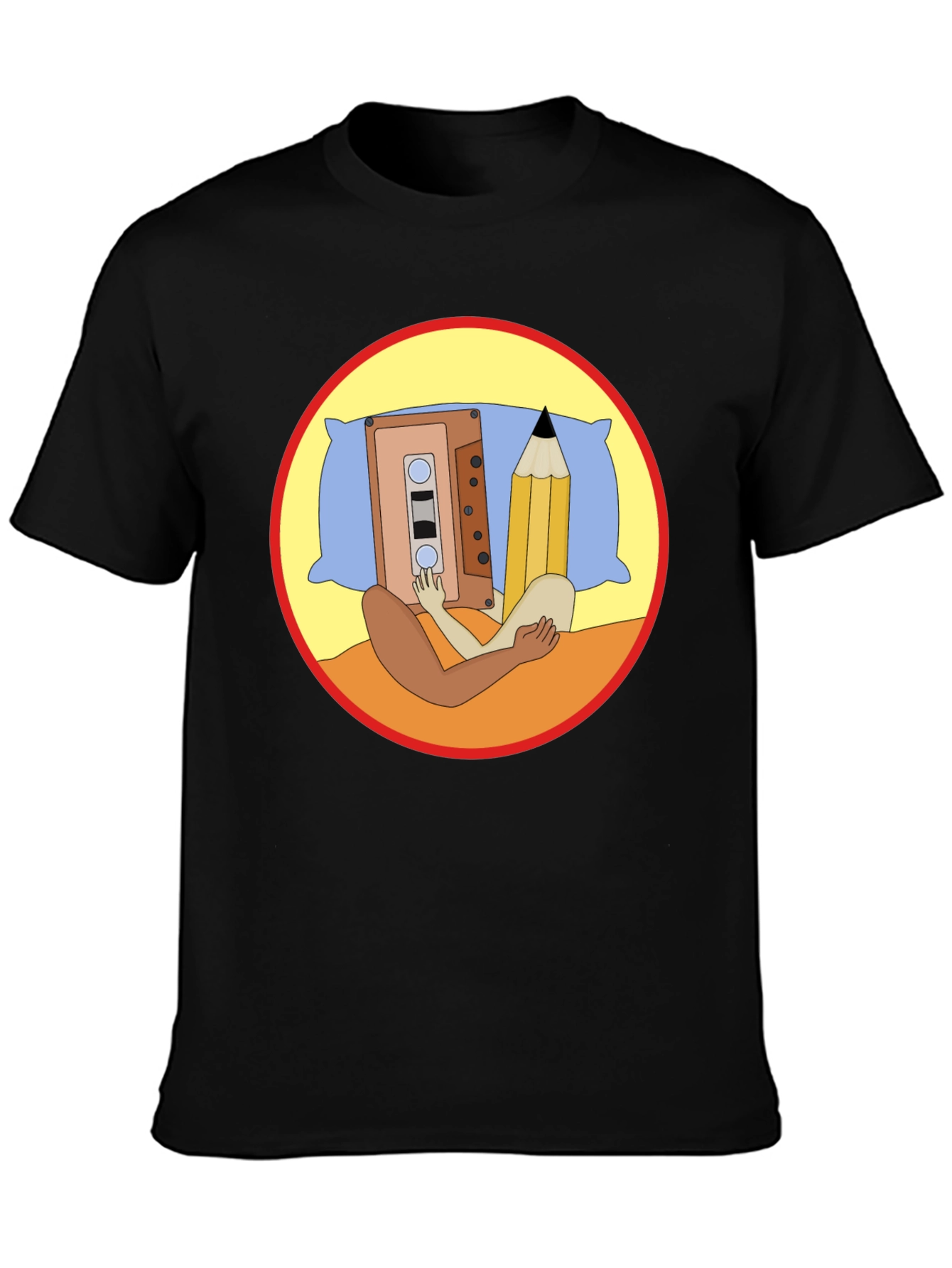 Cassette & Pencil Pillow T-Shirt