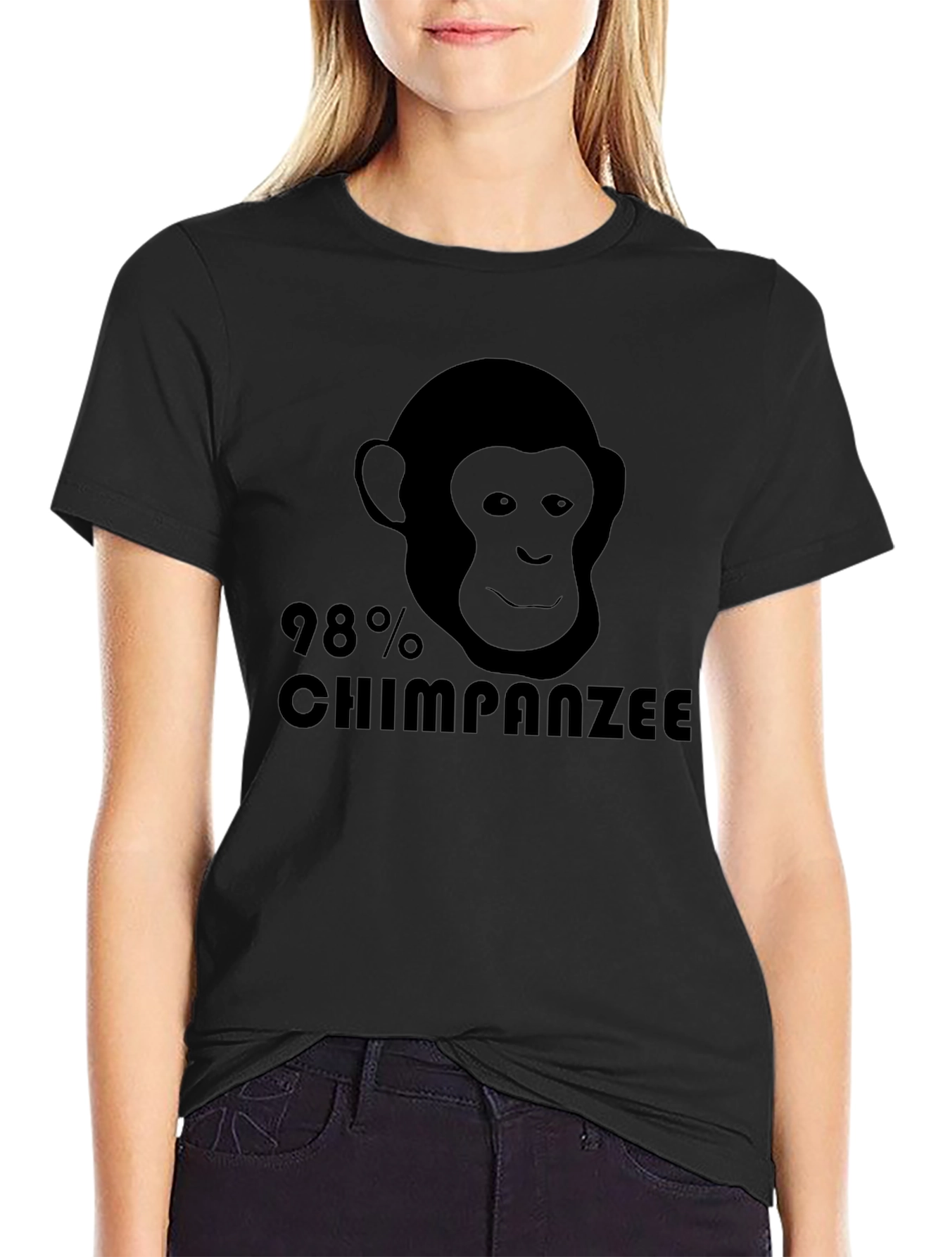 98% Chimpanzee Black Graphic Tee - Novelty T-Shirt