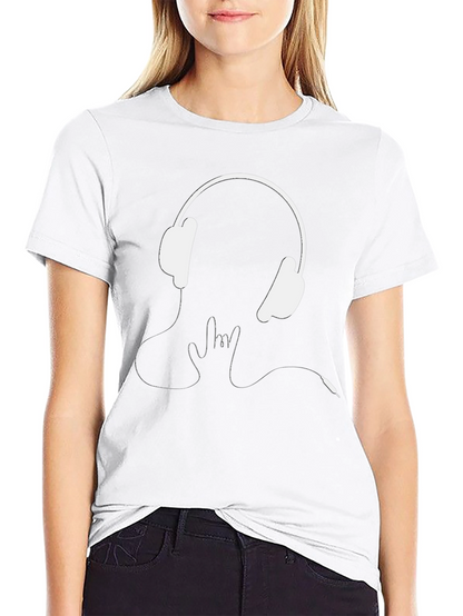 Headphones Rock On Graphic Tee - Black Cotton T-Shirt