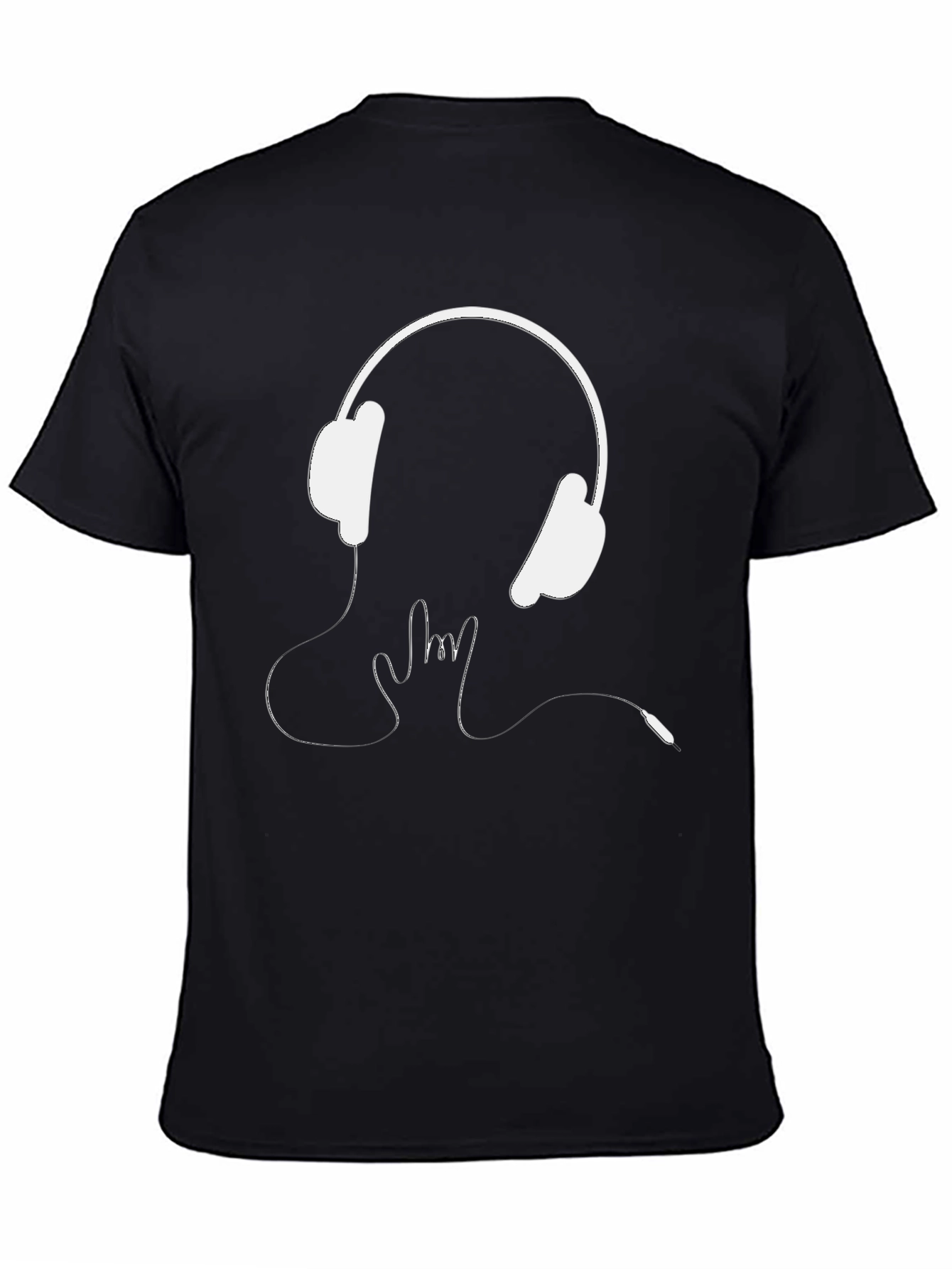 Headphones Rock On Graphic Tee - Black Cotton T-Shirt