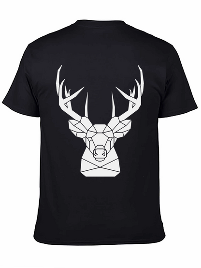 Geometric Deer Graphic Tee - Black