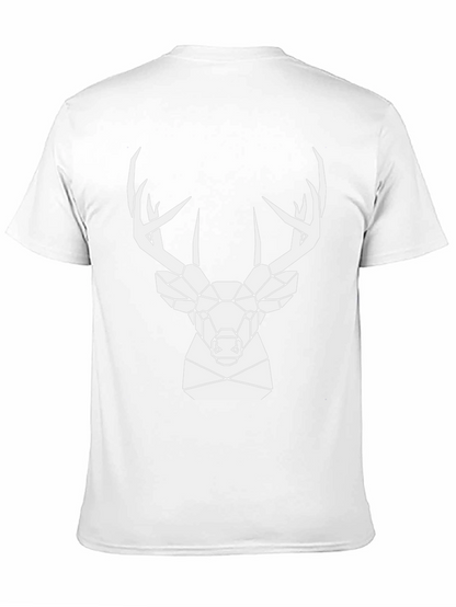 Geometric Deer Graphic Tee - Black
