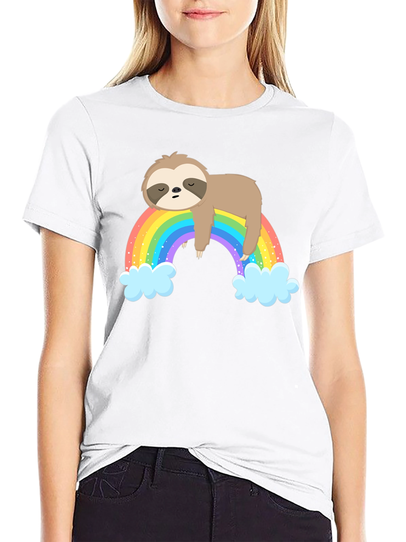 Lazy Sloth on Rainbow T-Shirt