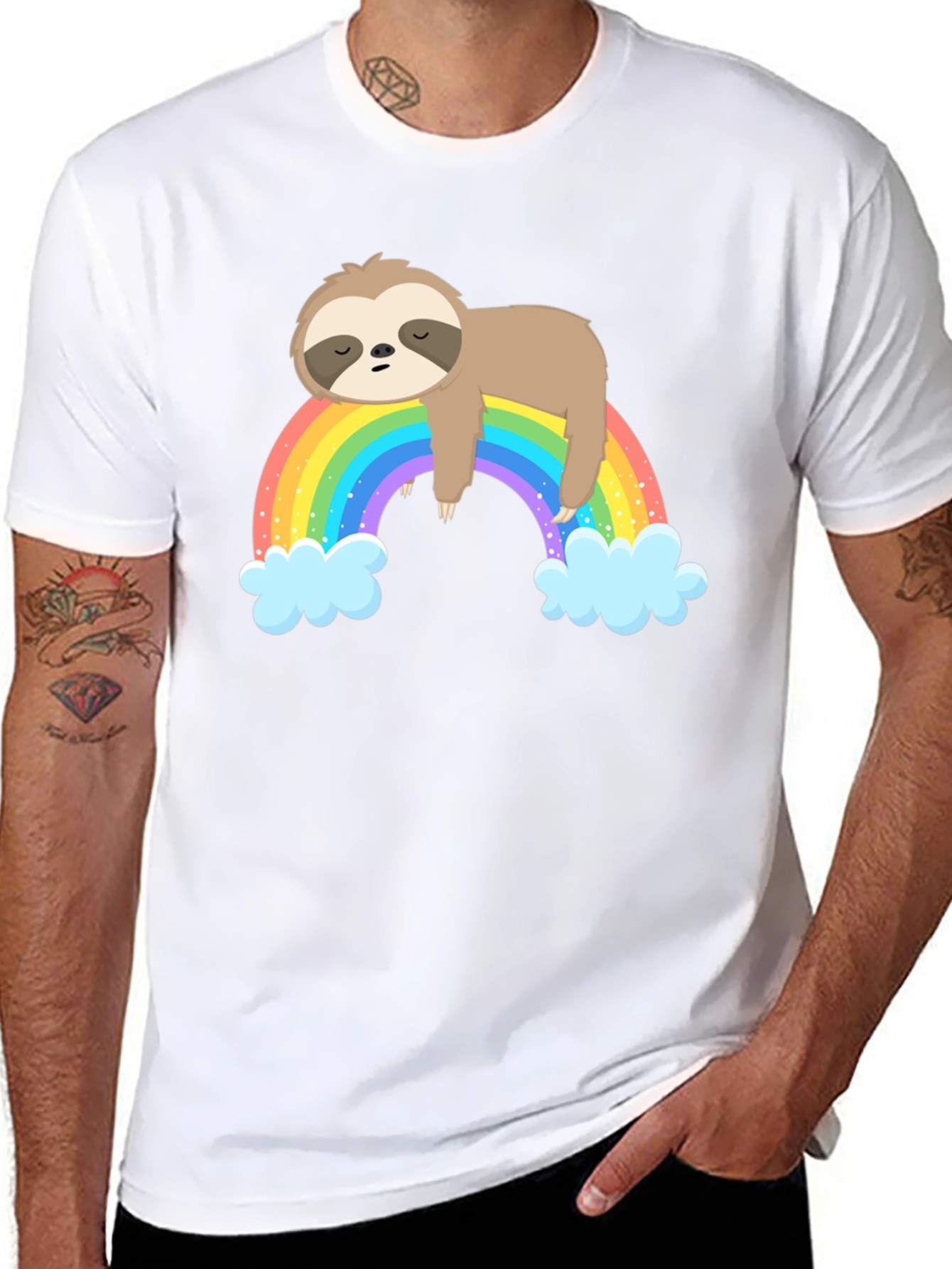 Lazy Sloth on Rainbow T-Shirt