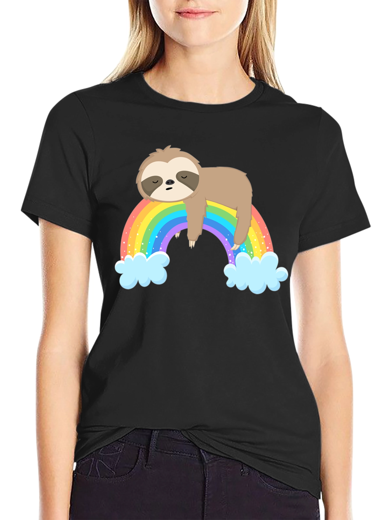 Lazy Sloth on Rainbow T-Shirt