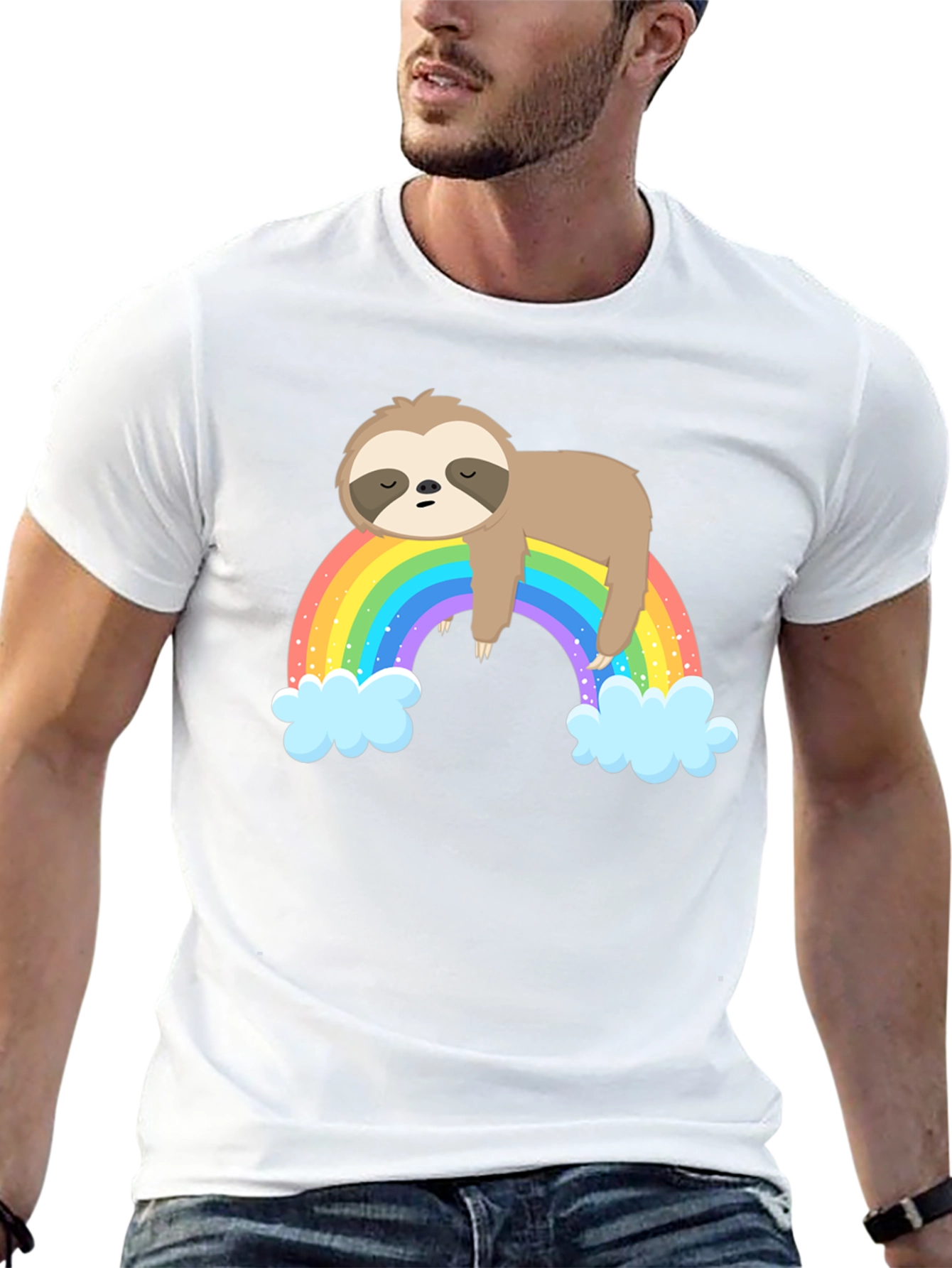 Lazy Sloth on Rainbow T-Shirt