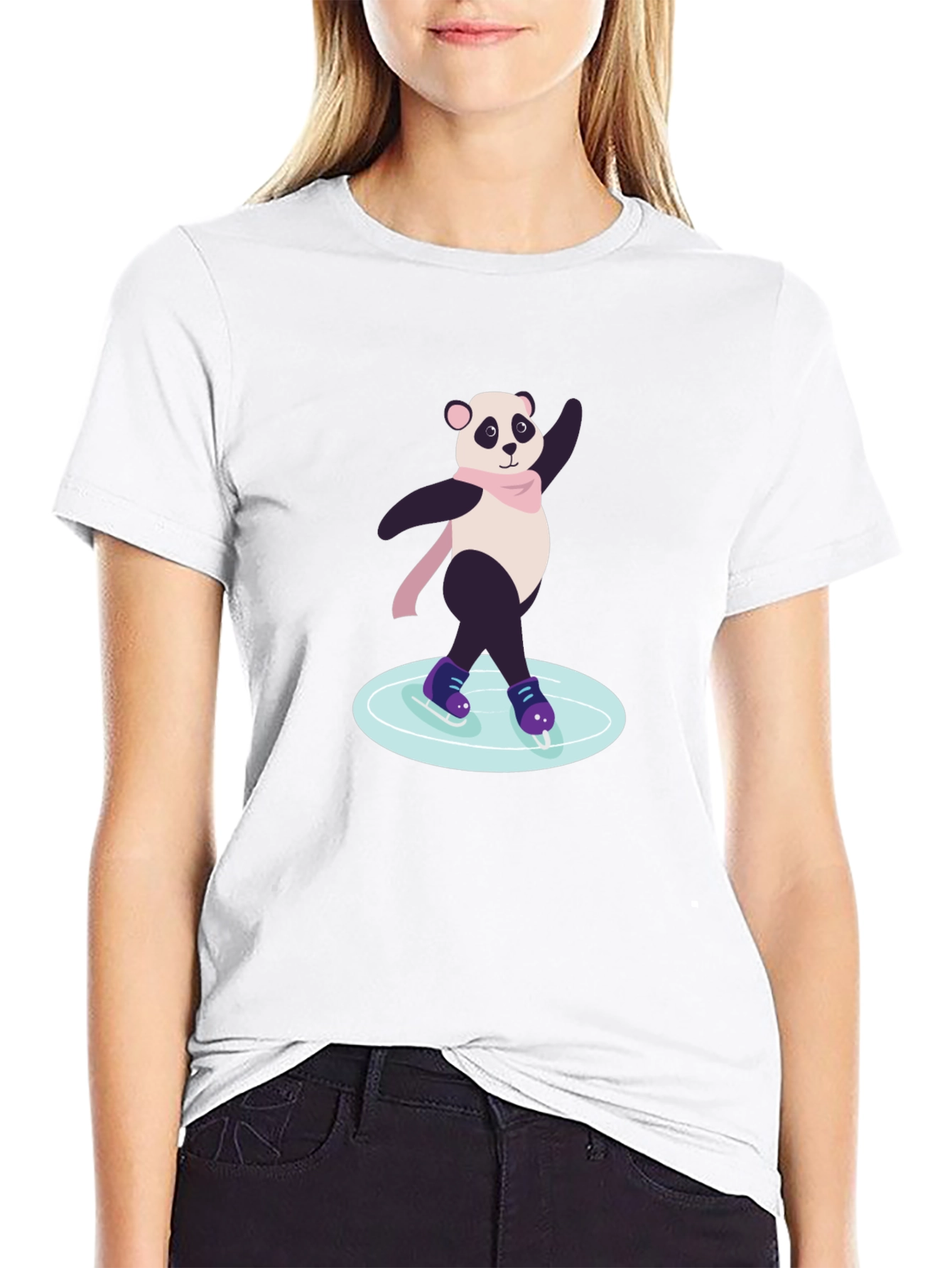 Panda Ice Skating Graphic Tee
