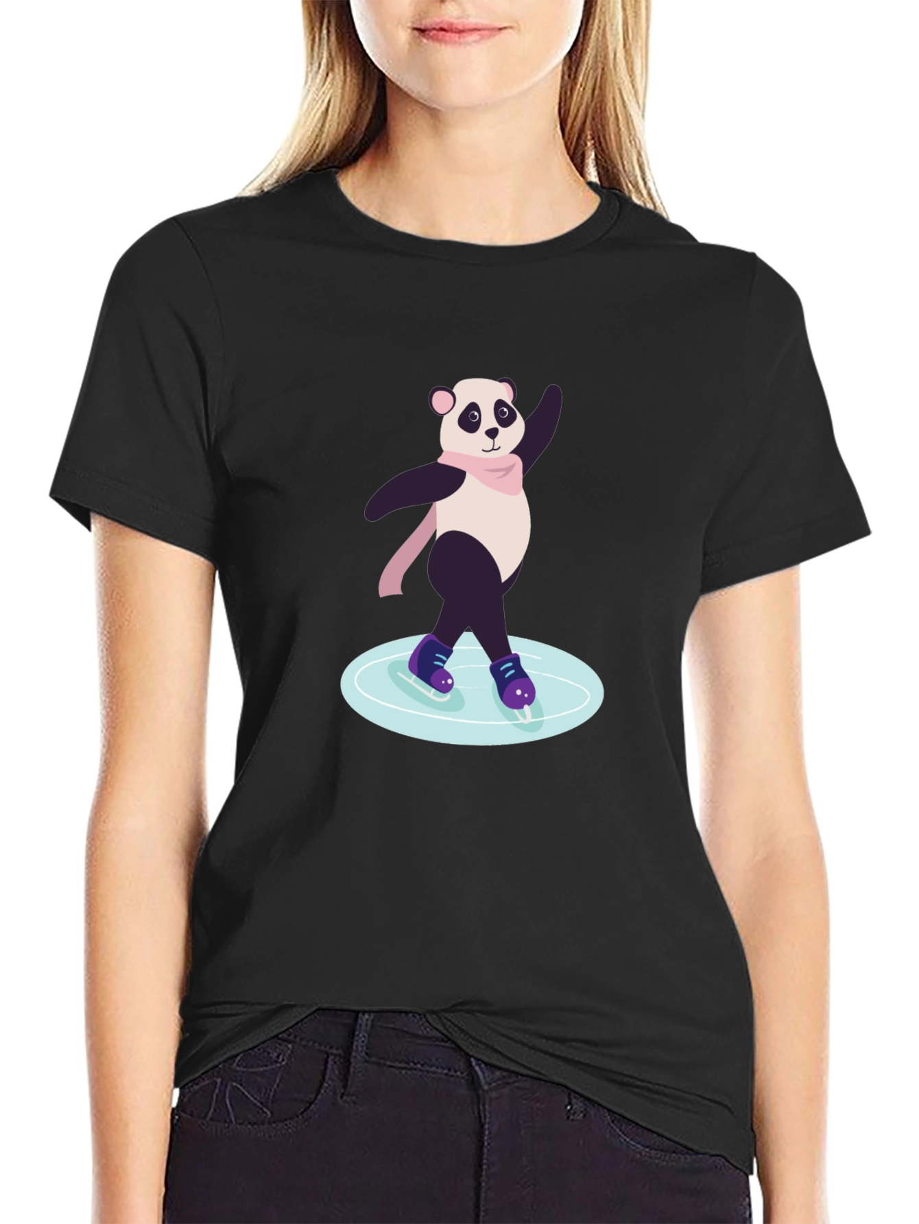 Panda Ice Skating Graphic Tee
