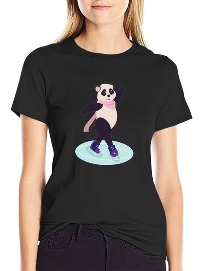 Panda Ice Skating Graphic Tee