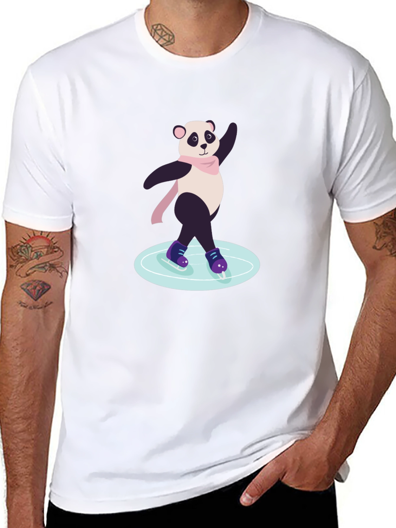 Panda Ice Skating Graphic Tee