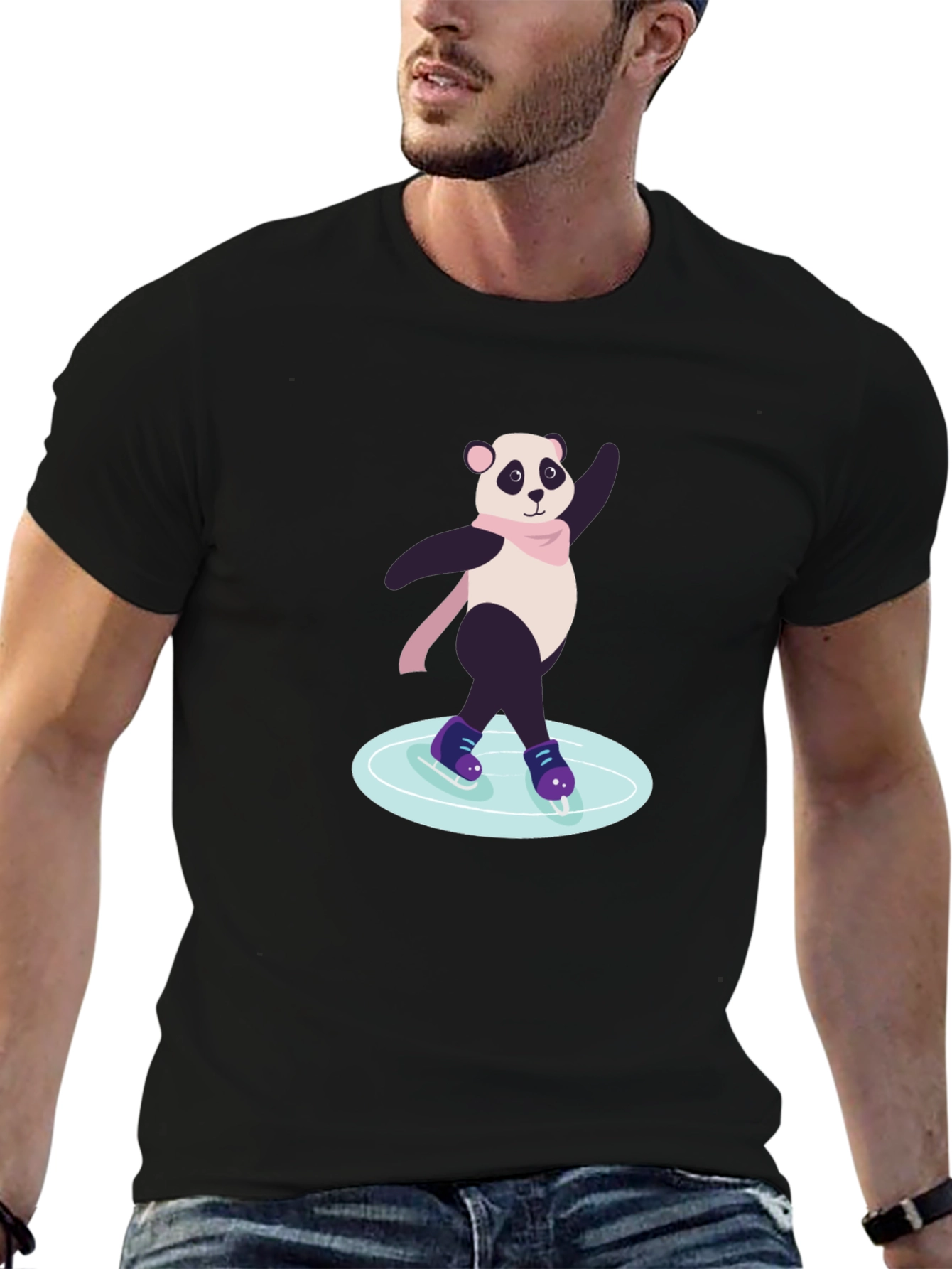 Panda Ice Skating Graphic Tee