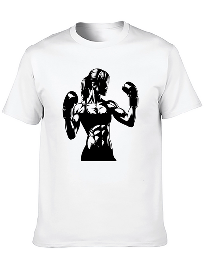 Muscle Woman Boxer Graphic Tee - Black