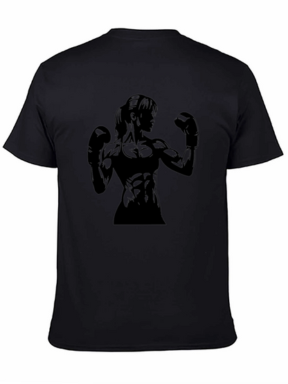 Muscle Woman Boxer Graphic Tee - Black