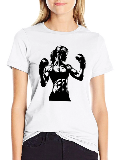 Muscle Woman Boxer Graphic Tee - Black