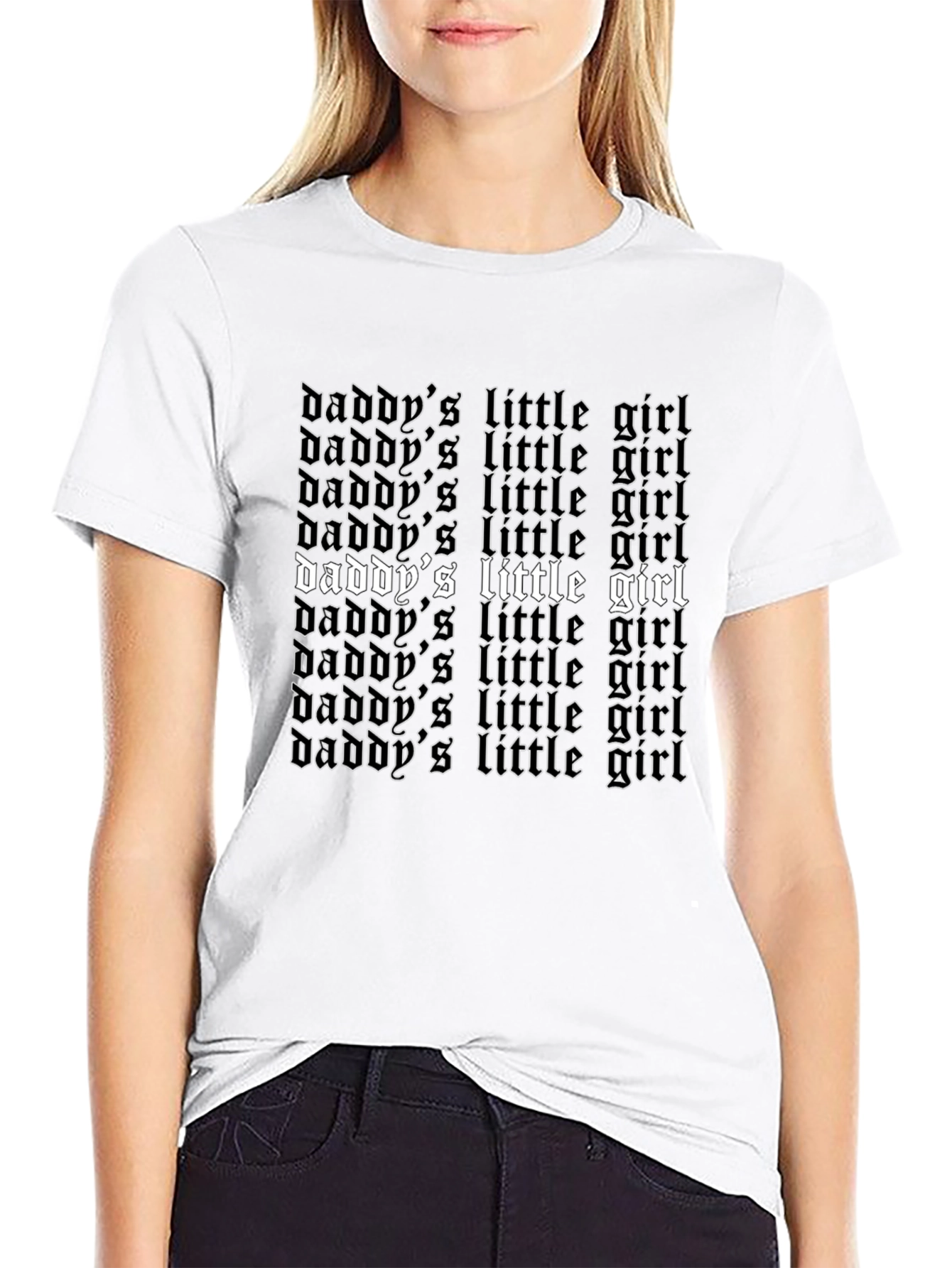 Daddys Little Girl Graphic Tee - Black Cotton T-Shirt