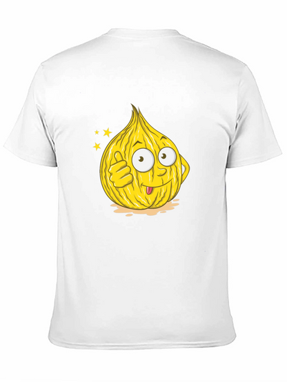 Funny Onion Cartoon Graphic Tee - Black Cotton