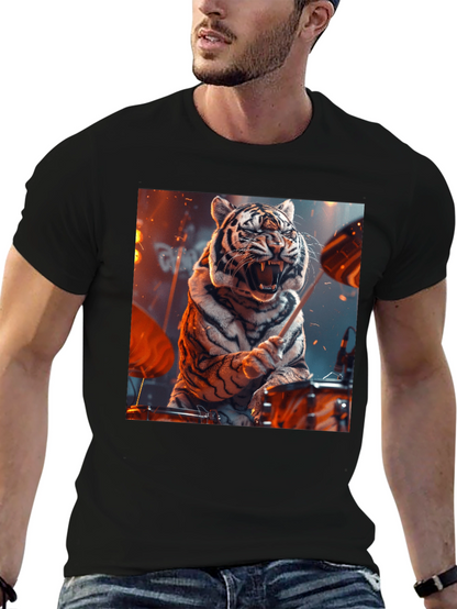 Tiger Drummer Graphic Tee - Black