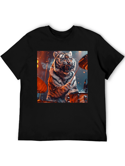 Tiger Drummer Graphic Tee - Black