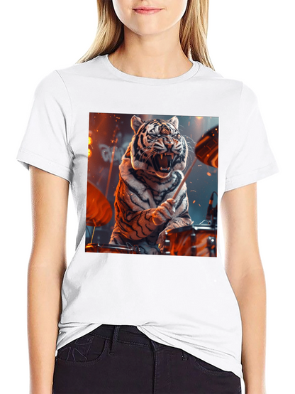 Tiger Drummer Graphic Tee - Black