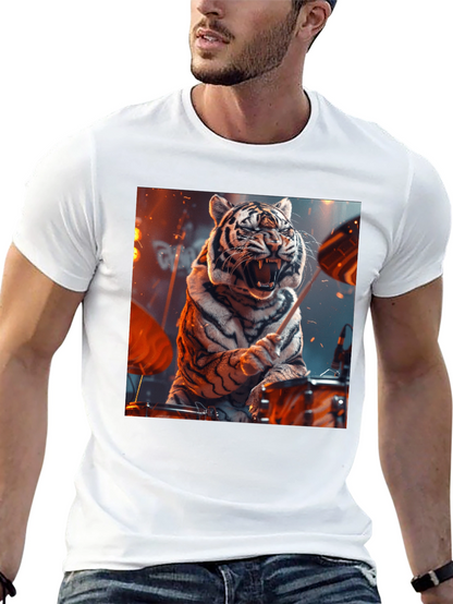 Tiger Drummer Graphic Tee - Black