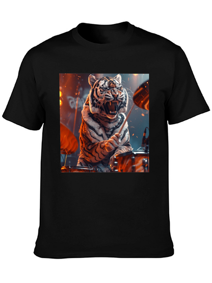 Tiger Drummer Graphic Tee - Black