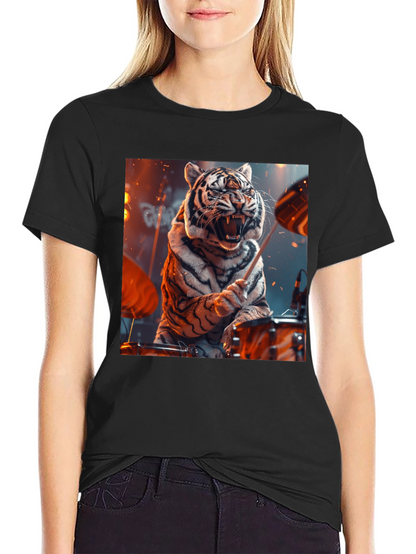 Tiger Drummer Graphic Tee - Black