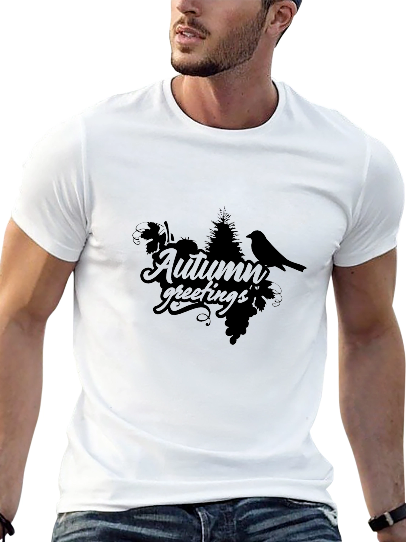 Autumn Greetings Black T-Shirt - Stylish & Unique