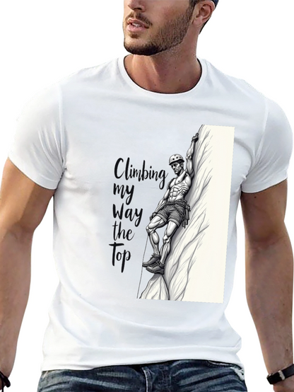Climbing Graphic Tee - Black Cotton T-Shirt