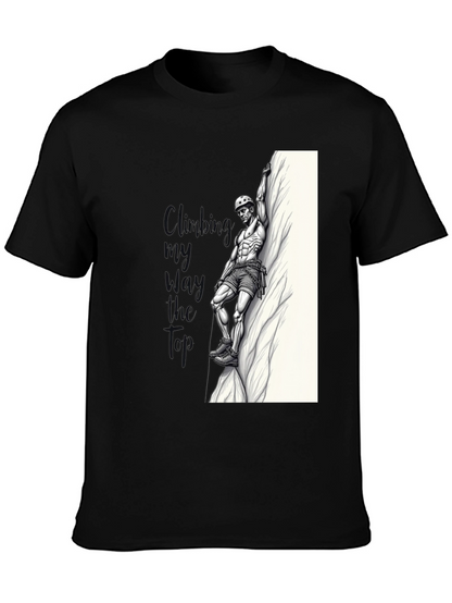 Climbing Graphic Tee - Black Cotton T-Shirt