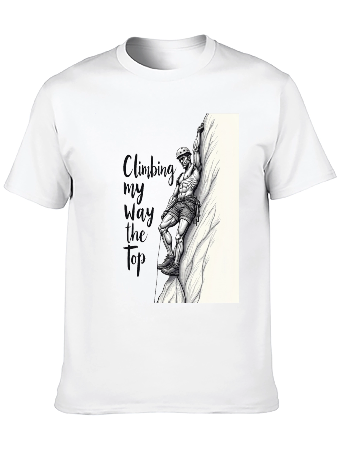 Climbing Graphic Tee - Black Cotton T-Shirt