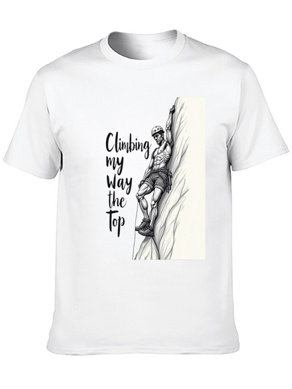 Climbing Graphic Tee - Black Cotton T-Shirt
