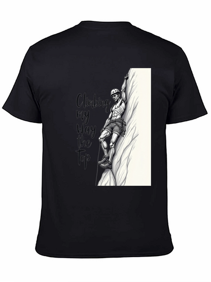 Climbing Graphic Tee - Black Cotton T-Shirt