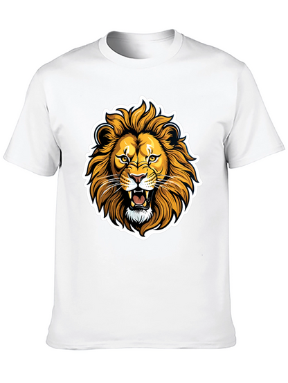 Lion Graphic Black T-Shirt - Fierce Animal Design