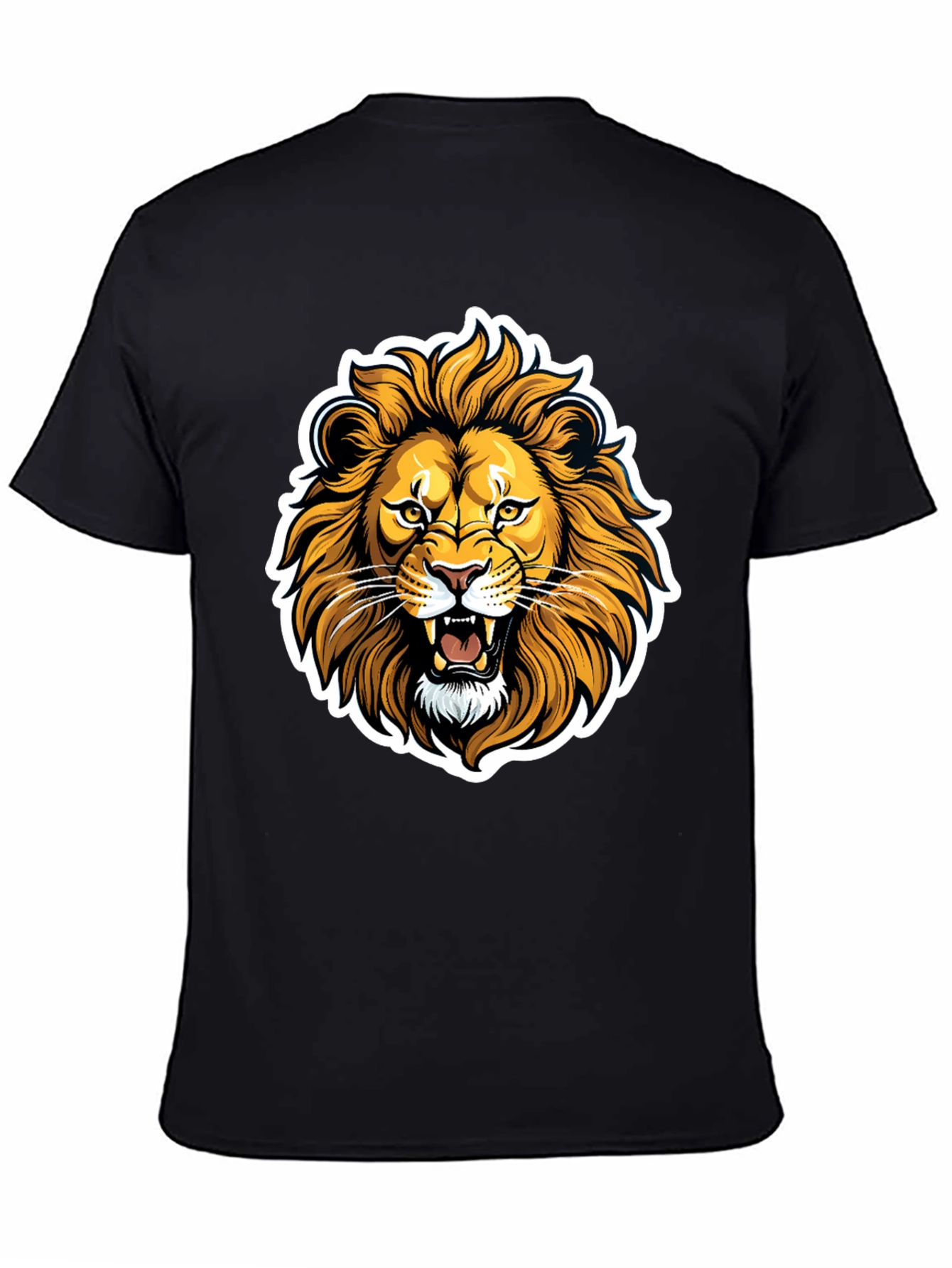 Lion Graphic Black T-Shirt - Fierce Animal Design