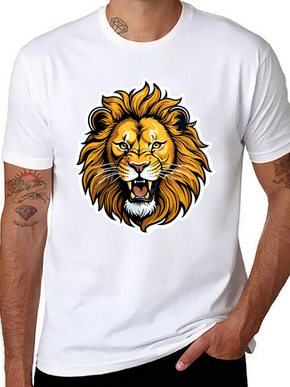 Lion Graphic Black T-Shirt - Fierce Animal Design