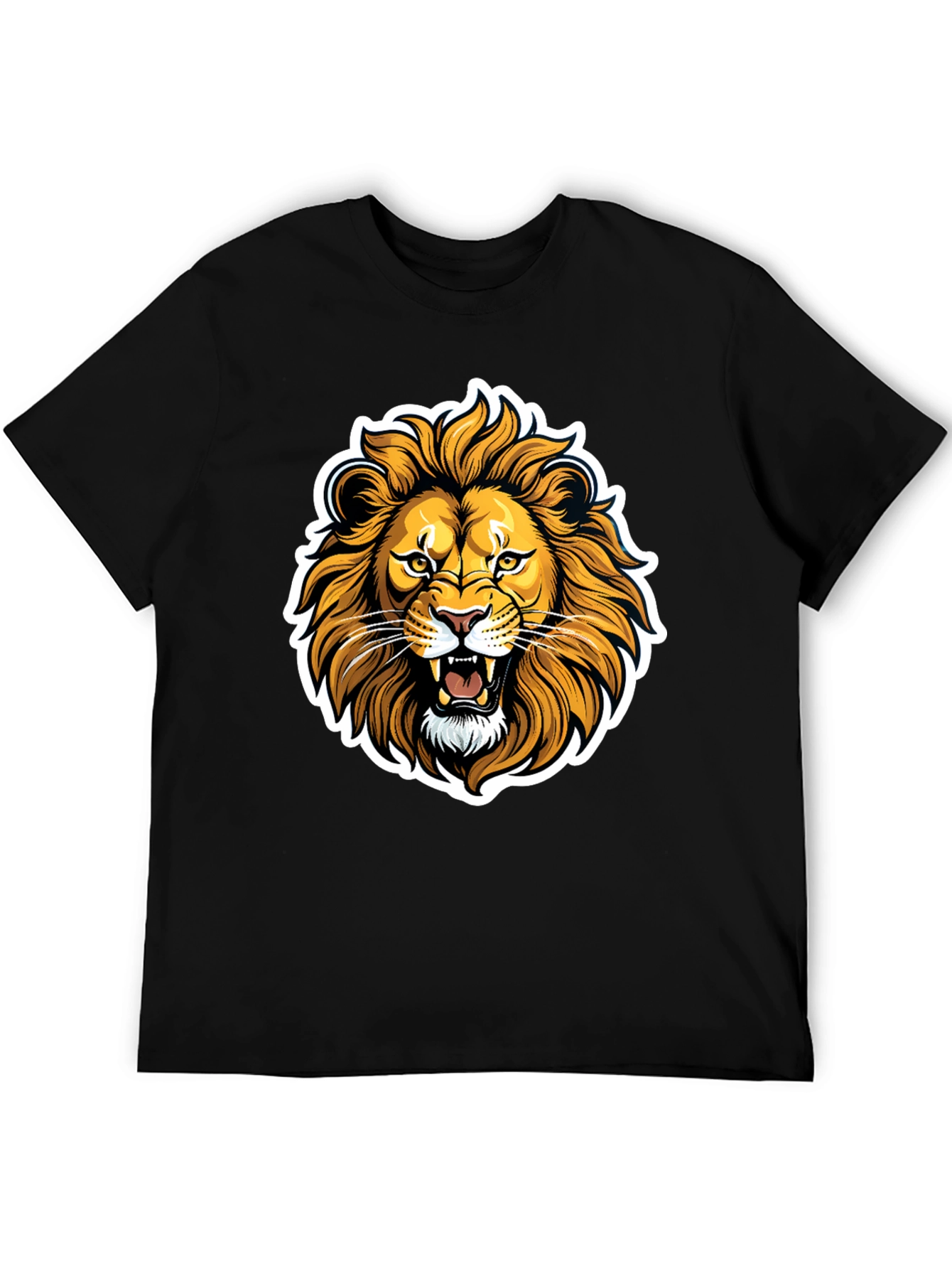 Lion Graphic Black T-Shirt - Fierce Animal Design