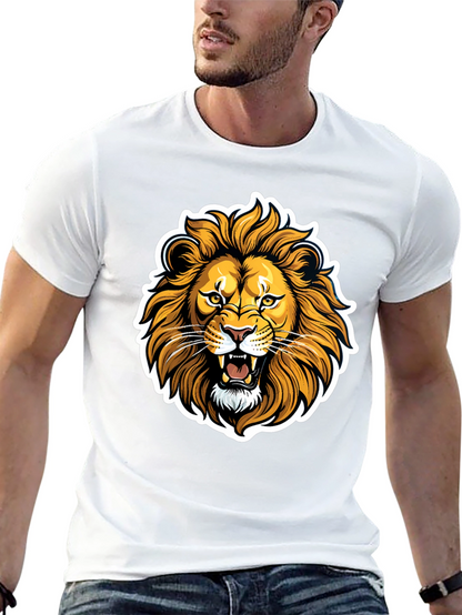 Lion Graphic Black T-Shirt - Fierce Animal Design