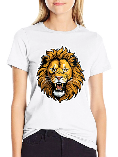 Lion Graphic Black T-Shirt - Fierce Animal Design