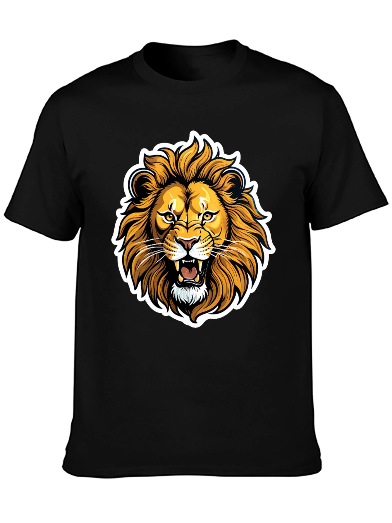 Lion Graphic Black T-Shirt - Fierce Animal Design