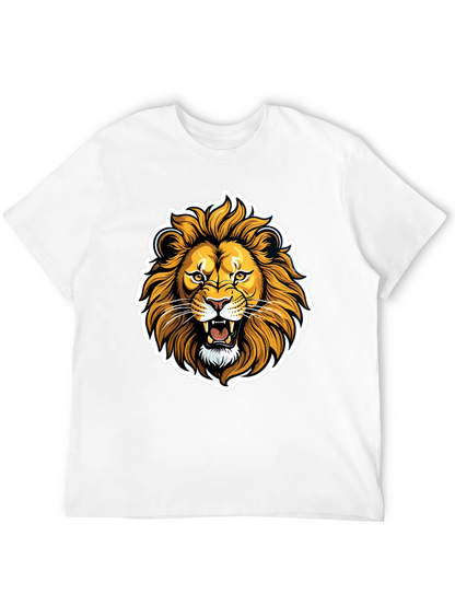 Lion Graphic Black T-Shirt - Fierce Animal Design