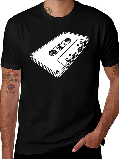 Retro Cassette Tape Graphic Tee - Black