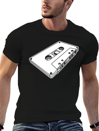 Retro Cassette Tape Graphic Tee - Black