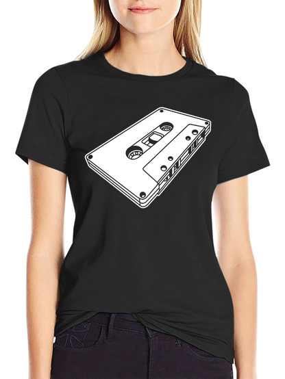 Retro Cassette Tape Graphic Tee - Black